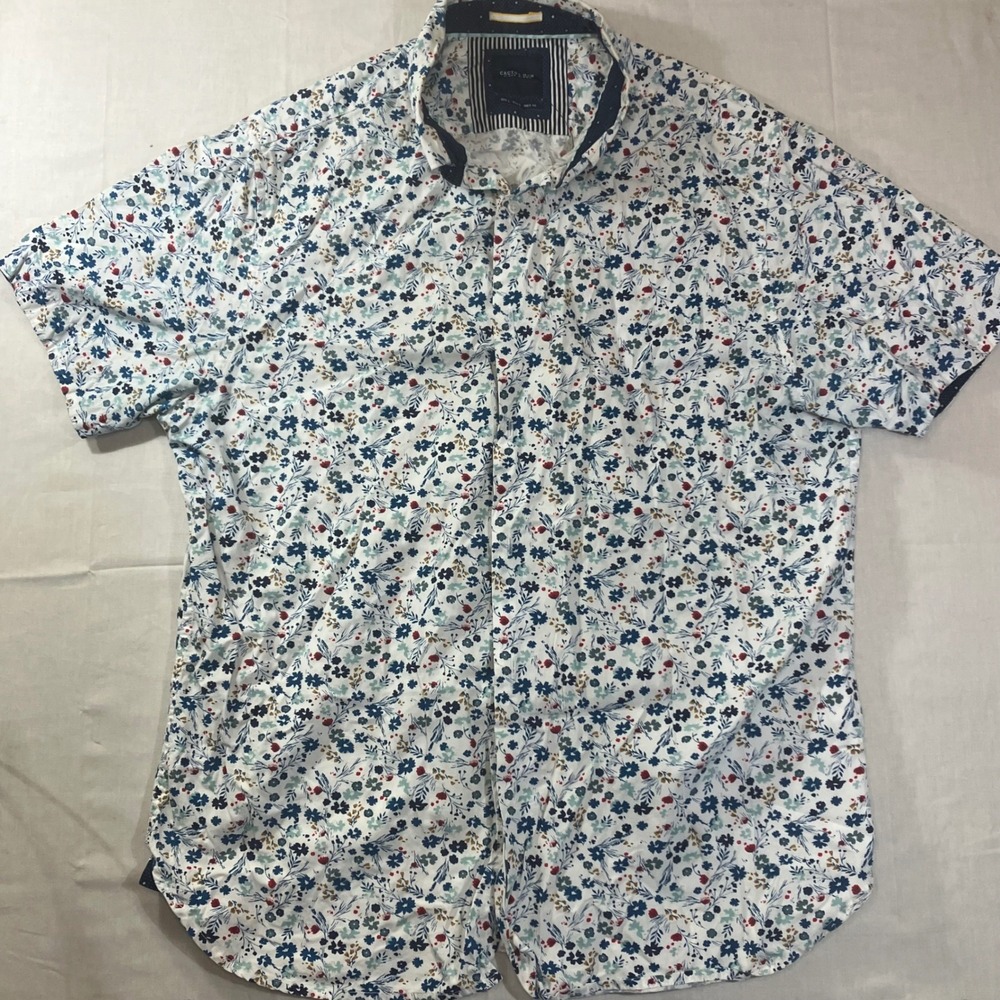 Cactus Man Ricky Singh Mens Large Floral Short Sleeve Button Down Cotton Shirt